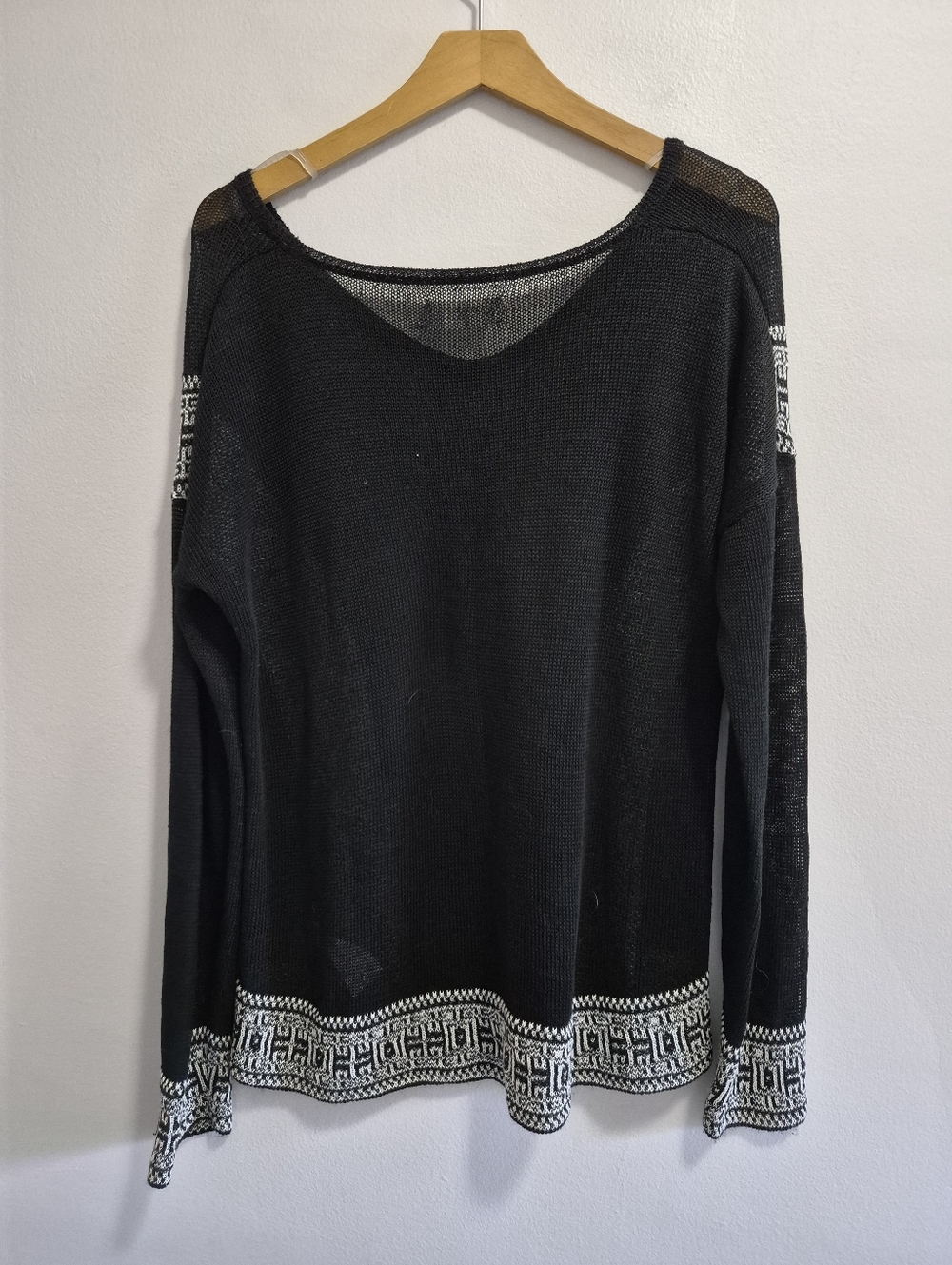 Velvet by Graham & Spencer Evereve Black and White Linen Knit Sweater Medium - Picture 5 of 7